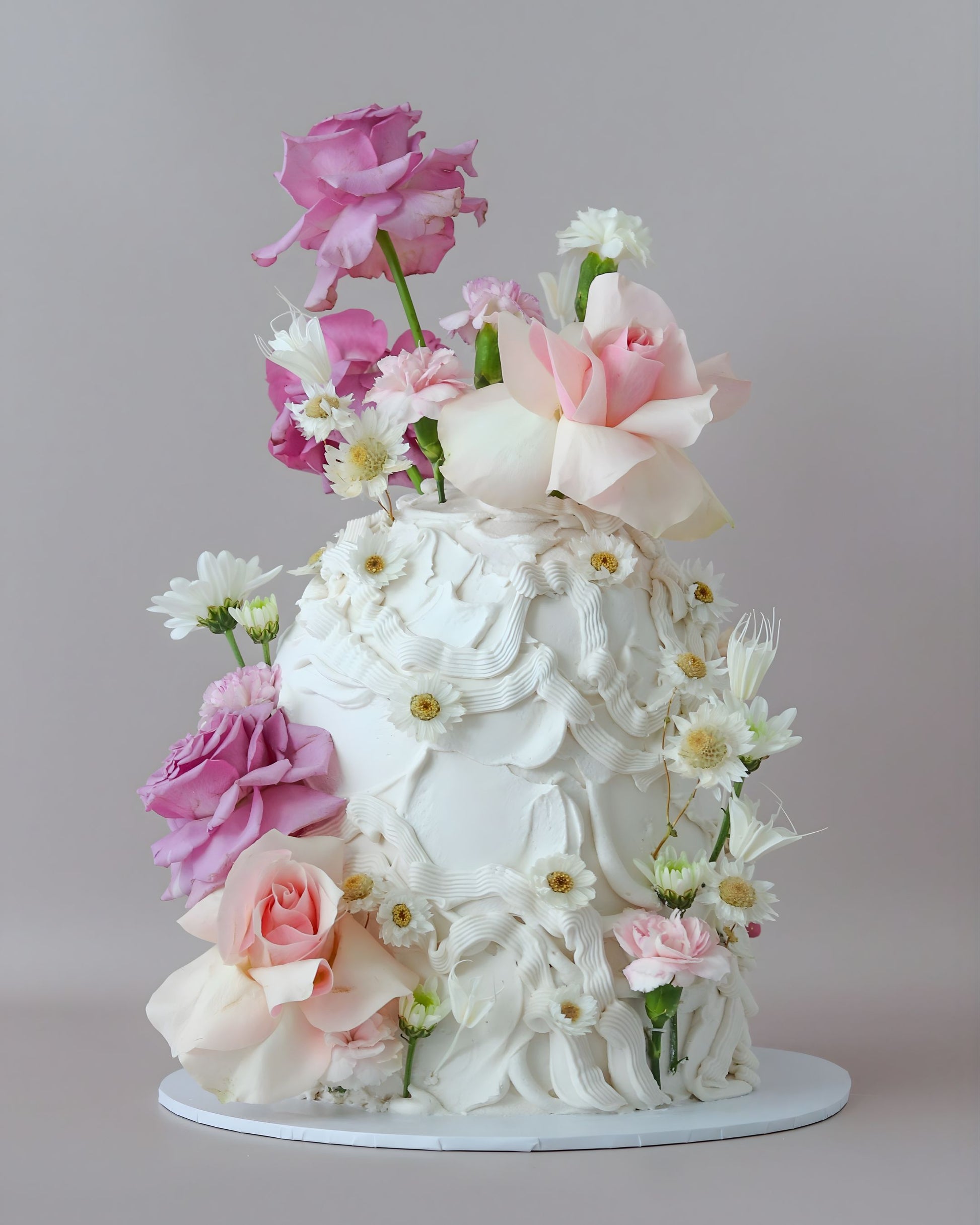 Whimsical Fresh Flower Daisy Dome Cake