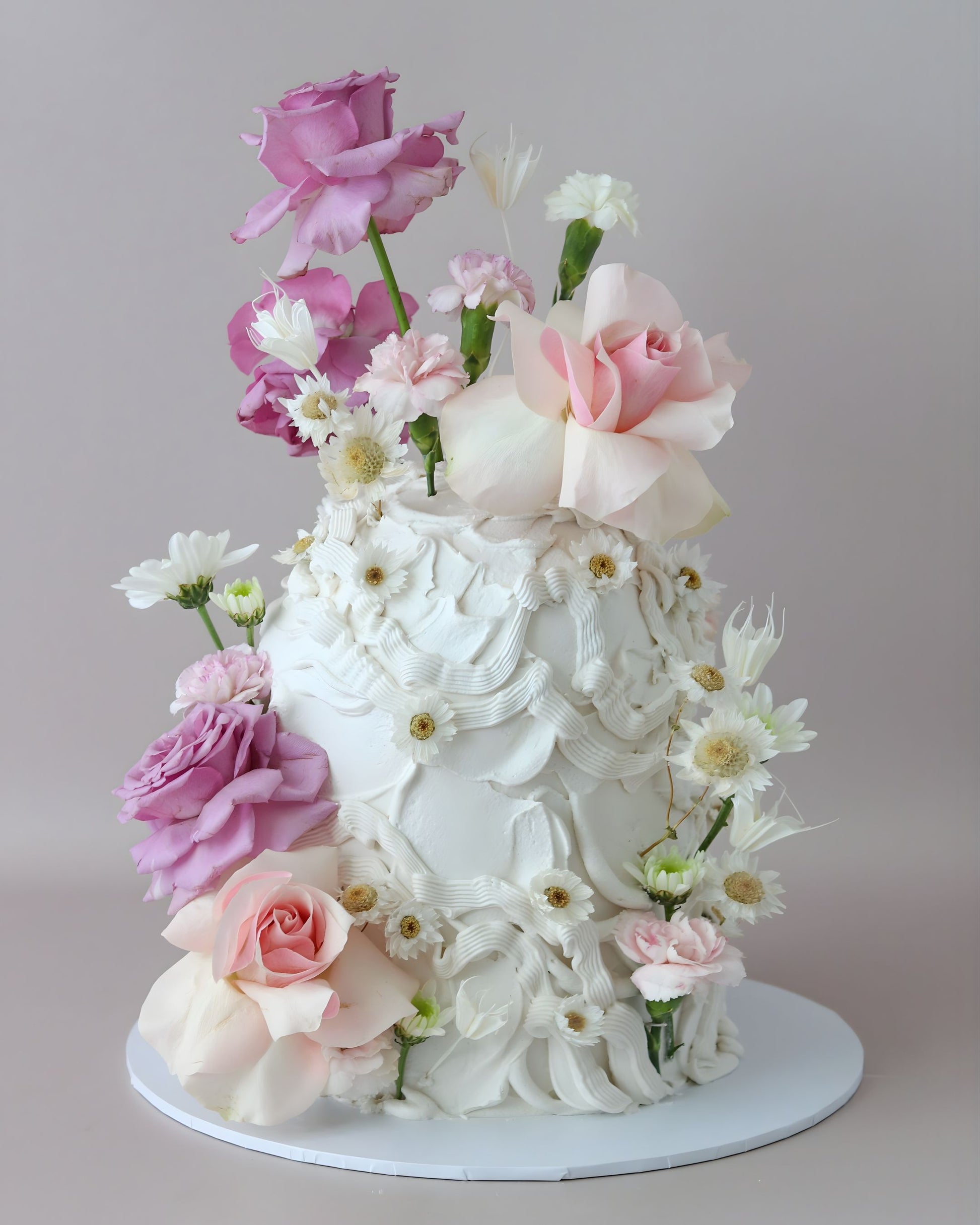 Whimsical Fresh Flower Daisy Dome Cake