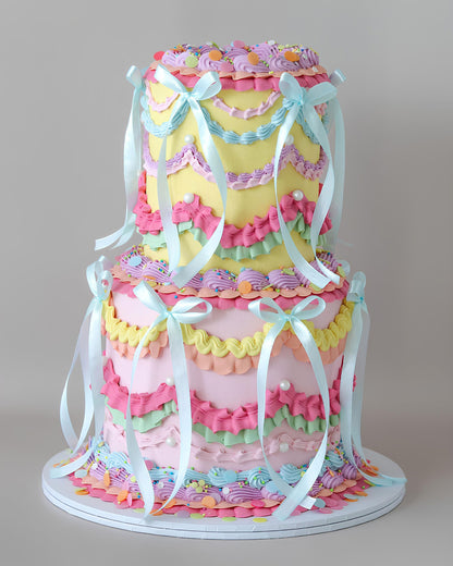 Rainbow Lambeth Party Cake - Bel Bear Bakes