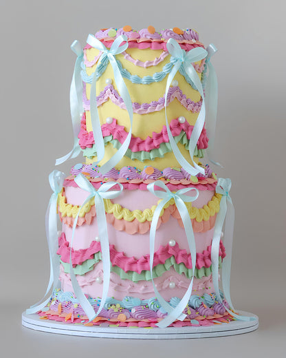 Rainbow Lambeth Party Cake - Bel Bear Bakes