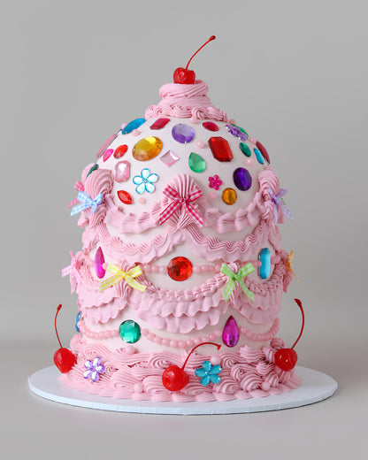 Pink Retro Gemstone Dome Party Cake  - Bel Bear Bakes