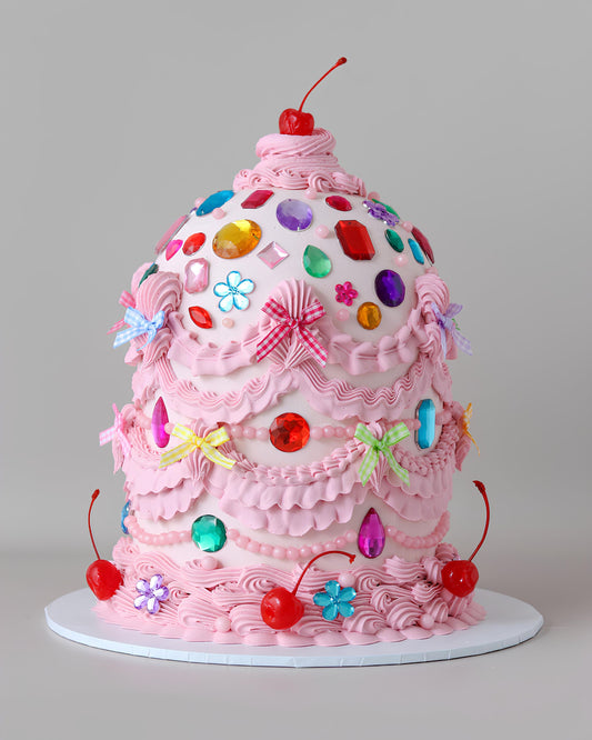 Pink Retro Gemstone Dome Party Cake  - Bel Bear Bakes