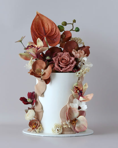 Earthy Brown Floral Wedding Cake - Bel Bear Bakes