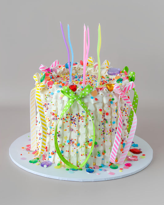 Bright & colourful sprinkle & gem party cake - Bel Bear Bakes