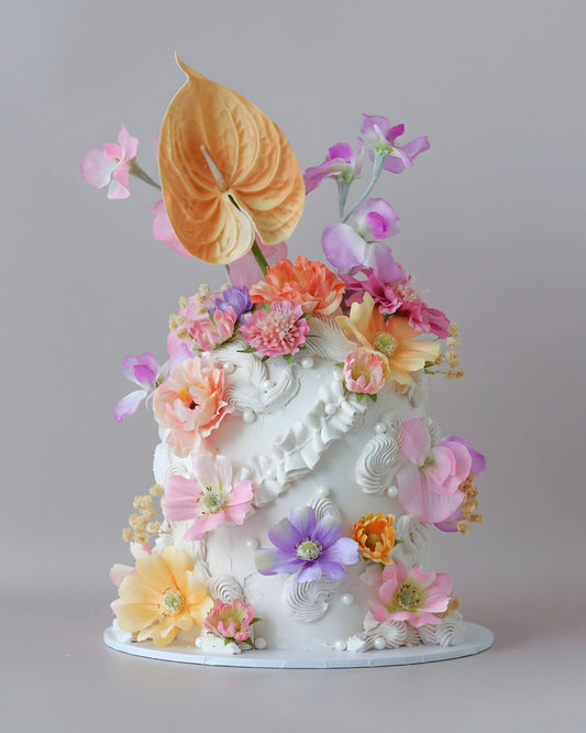 Pink & Yellow Floral Dome Celebration Cake -  Bel Bear Bakes